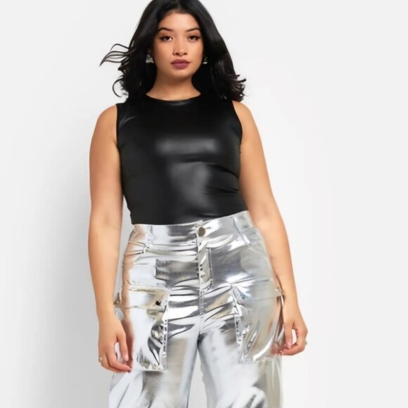 Women's Silver Metallic Pants - Picture 1 of 10